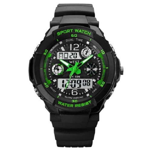 West Watches Model Storm - Kinderhorloge - Analoog Digitaal - Shockproof - Groen -Ø 41 mm