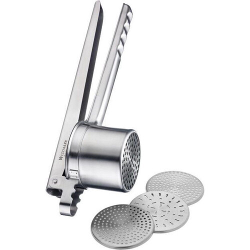 Westmark Quadro - Spätzle- en pureepers - 4 verwisselbare schijven RVS zilver