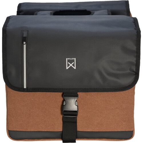 Willex Dubbele Canvas Bisonyl Tas - 30 Liter - Waterafstotend - Zwart/Bruin