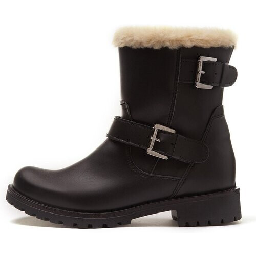 Will's Vegan Store dames vegan Geïsoleerde Biker Boots Zwart Tweedehands