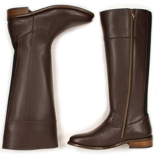Will's Vegan Store dames vegan Kniehoge Laarzen Donkerbruin Tweedehands