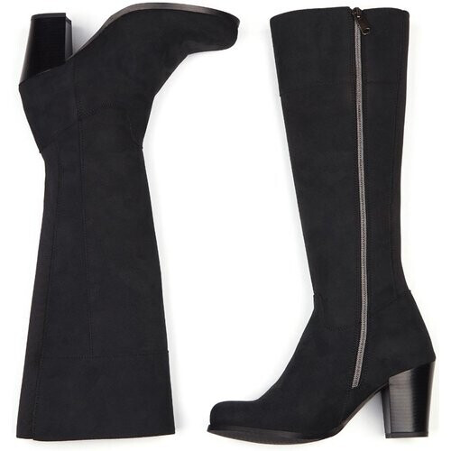 Will's Vegan Store dames vegan Laarzen Heeled Knee High Boots Zwart Tweedehands