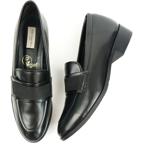 Will's Vegan Store dames vegan Loafers Ribbon Zwart Tweedehands