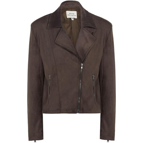 Will's Vegan Store dames vegan Motorjasje Vegan Suede Donkerbruin Tweedehands