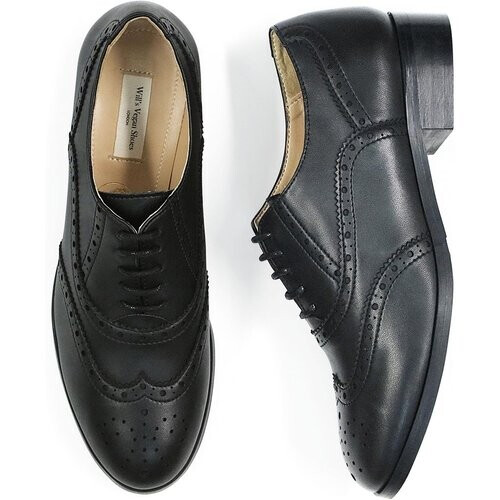 Will's Vegan Store dames vegan Oxford Brogues Zwart Tweedehands