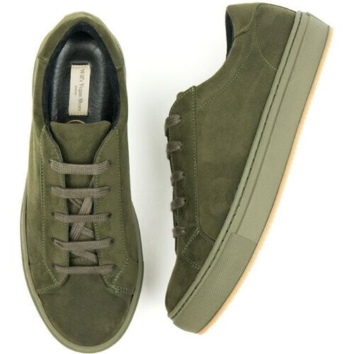Will's Vegan Store dames vegan Sneakers Vegan Suede Donkergroen Tweedehands