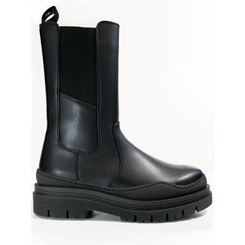 Will's Vegan Store dames vegan Track Sole Chelsea Halfhoge Laarzen Zwart Tweedehands