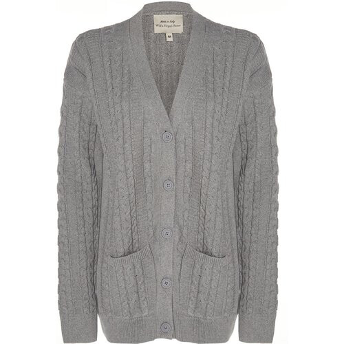 Will's Vegan Store dames vegan Vest Grof Gebreid Grijs Tweedehands