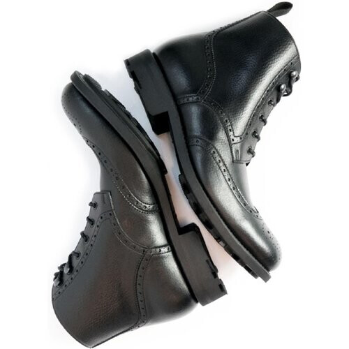 Will's Vegan Store mannen vegan Brogue Boots Goodyear Welt Zwart Tweedehands