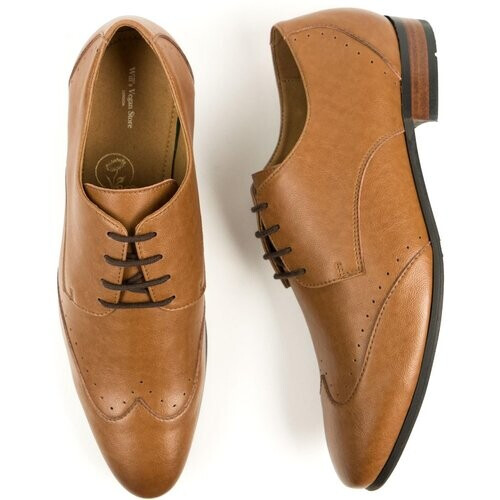 Will's Vegan Store mannen vegan Brogues Slim Sole Lichtbruin Tweedehands