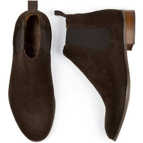 Will's Vegan Store mannen vegan Chelsea Boots Donkerbruin Vegan Suede Tweedehands