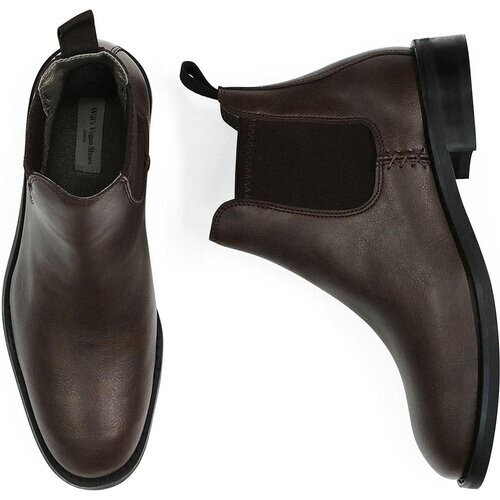 Will's Vegan Store mannen vegan Chelsea Boots Waterproof Donkerbruin Tweedehands
