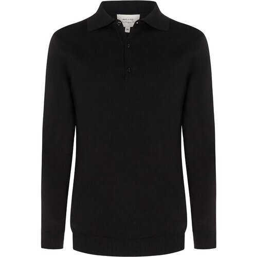 Will's Vegan Store mannen vegan Polo Longsleeve Recycled Zwart Tweedehands