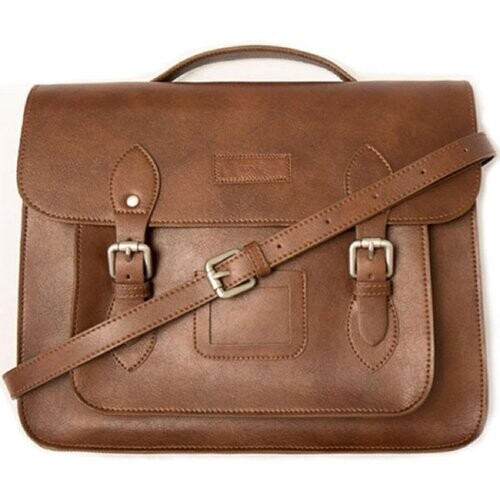 Will's Vegan Store mannen vegan Satchel Classic 14 Inch Bruin Tweedehands