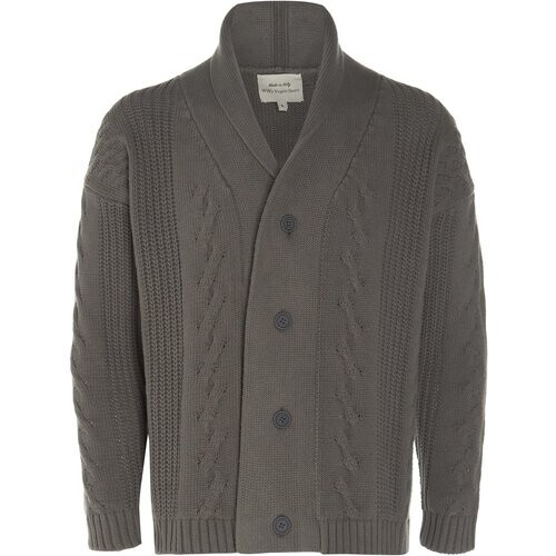 Will's Vegan Store mannen vegan Vest Grof Gebreid Grijs Tweedehands