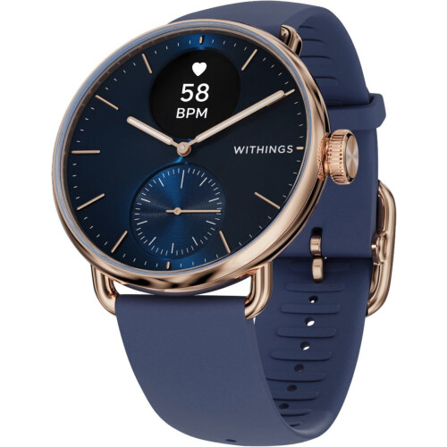 Withings ScanWatch 2 - Hybride Smartwatch - 24/7 Gezondheidscoach - Roségoud Blauw