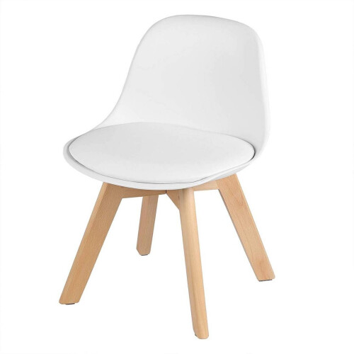 Woltu Kinderstoel - Houten Poten - Ergonomische Rugleuning - Wit - 56 x 38 x 33 cm