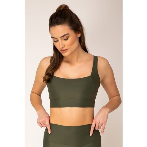 Woodlike dames vegan Sportbeha Crop Top Legergroen Tweedehands