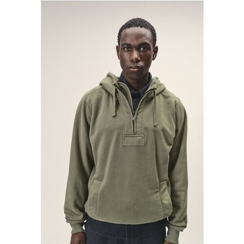 WOTE mannen vegan Hoodie Met Halve Rits Outdoor Olijf Antraciet Tweedehands