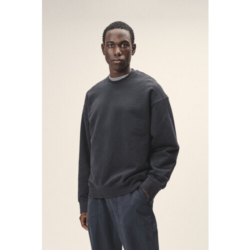 WOTE mannen vegan Sweater Oversized Crewneck Donkerblauw Tweedehands