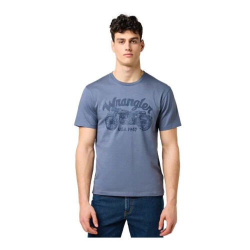 Wrangler– Americana Tee – Heren T-Shirt – 100% Katoen – Vintage Motorprint – Maat M
