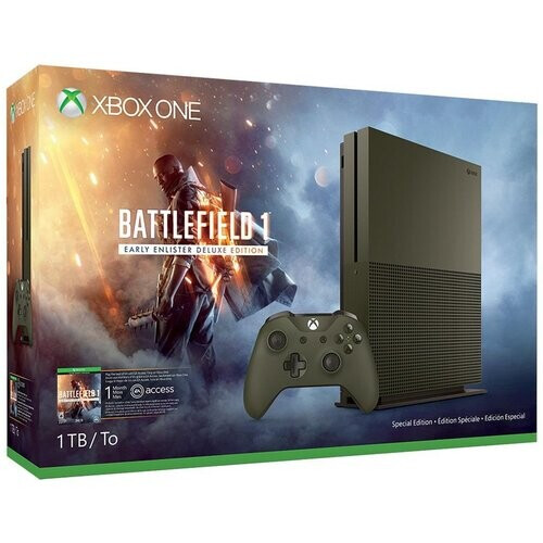 Refurbished Xbox One S 1000GB - Groen - Limited edition Military Green + Battlefield 1 Tweedehands