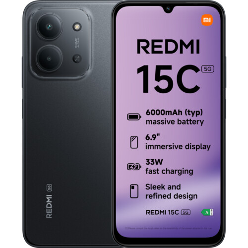 Xiaomi Redmi 15C 5G - Smartphone - 4GB RAM - 128GB opslag - Zwart Tweedehands