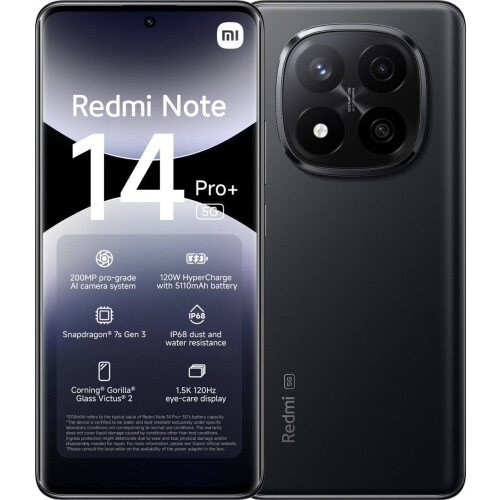 Xiaomi Redmi Note 14 Pro+ - Smartphone - 200MP camera 256GB opslag 8GB RAM Zwart Tweedehands