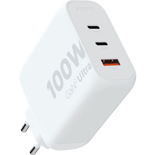 Xtorm 100W GaN² Ultra Adapter - Oplader - Dubbele poort USB-C en USB-A - Wit
