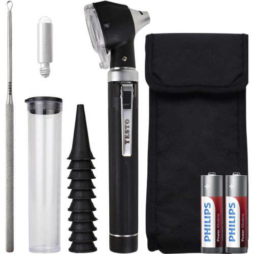 YESTO Otoscoop Set - Medisch Otoscoop met LED Licht en Vergrootglas - Oorsmeer Verwijderaar - Incl. 10 Oorspecula (2,5 mm - 4 mm) en Batterijen
