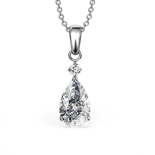 Yolora Dames Ketting - Kalpa Camaka Kristal Hanger - 18K Wit Verguld - Zilverkleurig