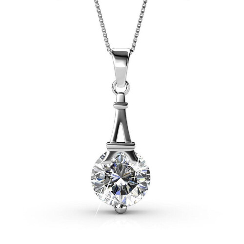 Yolora Dames Ketting - Kalpa Camaka Kristallen Hanger - 18K Wit Verguld - Zilverkleurig Tweedehands
