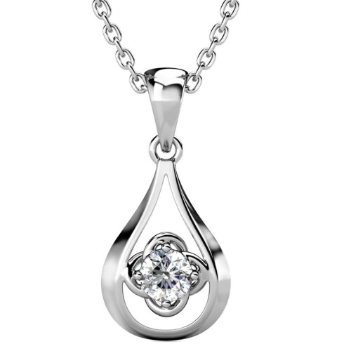 Yolora Dames Ketting met Kalpa Camaka Kristal Hanger - Zilver kleurig - 18K Wit Verguld - Cadeauverpakking