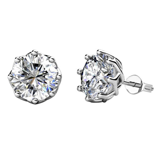 Yolora Dames Oorbellen - Ronde Kalpa Camaka Kristallen - Zilverkleurig - 18K Wit Verguld - Vrouwen Oorknoppen Zilver - Oorknopjes - Sieraden - Luxe Giftbox - Geschenkdoos - Cadeau doos - Exclusieve Geschenkverpakking - Mooie Cadeauverpakking Tweedehands