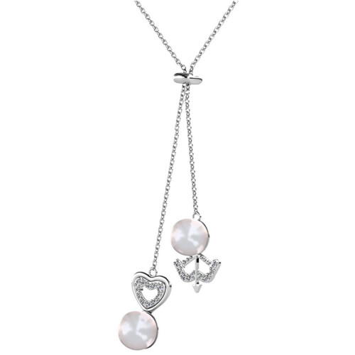 Yolora Elegance - Ketting met Hanger - Kalpa Camaka Parel en Kristallen - Zilverkleurig - 18K Wit Verguld Tweedehands