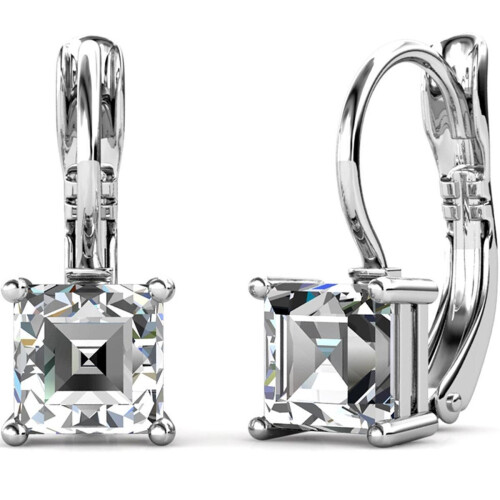 Yolora YOL20036 - Dames Oorbellen - Kalpa Camaka Kristallen - Zilverkleurig - 18K Wit Verguld