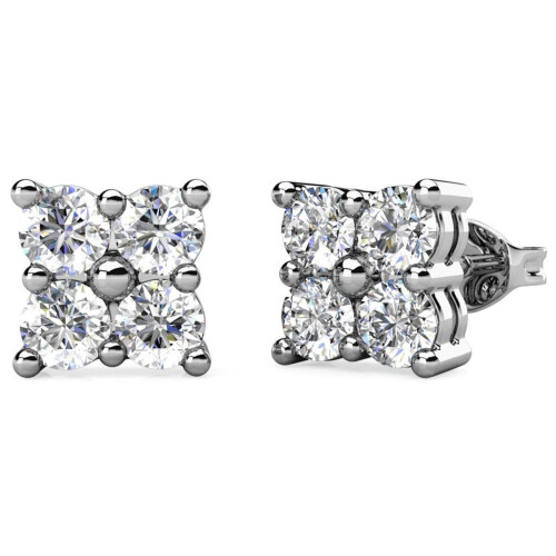 Yolora YOL20146 - Dames Oorbellen - Kalpa Camaka Kristallen - Zilverkleurig