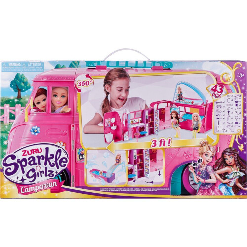 ZURU Sparkle Girlz Retro Campervan - Speelset met keuken badkamer en zwembad - Roze Tweedehands