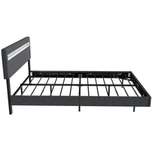 Zwevend bed Lissabon - 140x200cm - LED-verlichting - Donkergrijs Tweedehands